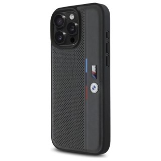Etui BMW M Perforated Tricolor Detail Line na iPhone 16 Pro - ciemnoszare