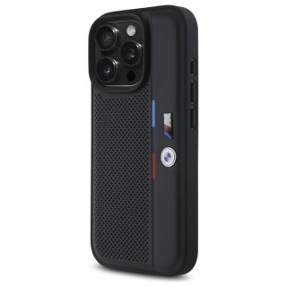 Etui BMW M Perforated Tricolor Detail Line na iPhone 16 Pro - czarne