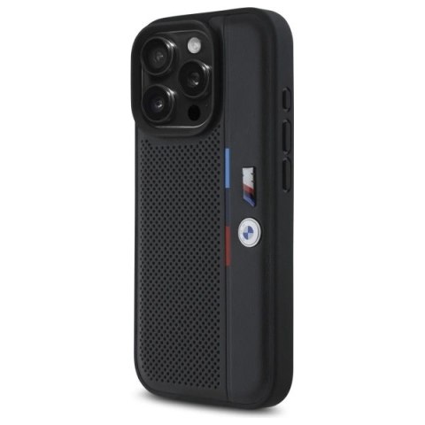 Etui BMW M Perforated Tricolor Detail Line na iPhone 16 Pro - czarne