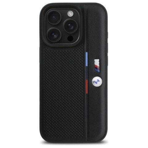 Etui BMW M Perforated Tricolor Detail Line na iPhone 16 Pro - czarne