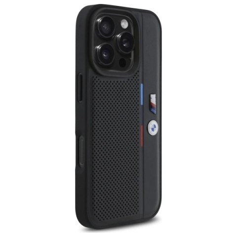Etui BMW M Perforated Tricolor Detail Line na iPhone 16 Pro - czarne