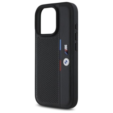 Etui BMW M Perforated Tricolor Detail Line na iPhone 16 Pro - czarne