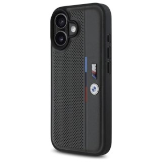 Etui BMW M Perforated Tricolor Detail Line na iPhone 16 - ciemnoszare