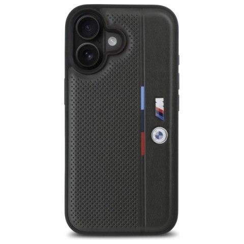 Etui BMW M Perforated Tricolor Detail Line na iPhone 16 - ciemnoszare
