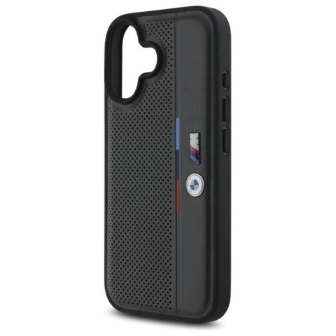 Etui BMW M Perforated Tricolor Detail Line na iPhone 16 - ciemnoszare