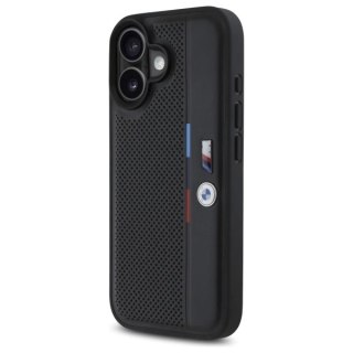 Etui BMW M Perforated Tricolor Detail Line na iPhone 16 - czarne