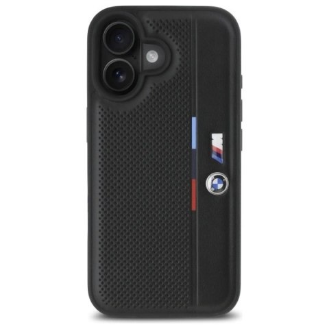 Etui BMW M Perforated Tricolor Detail Line na iPhone 16 - czarne