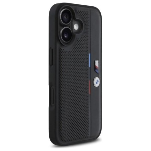 Etui BMW M Perforated Tricolor Detail Line na iPhone 16 - czarne