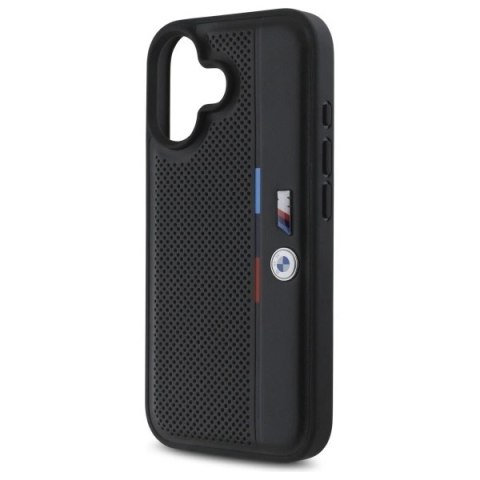 Etui BMW M Perforated Tricolor Detail Line na iPhone 16 - czarne