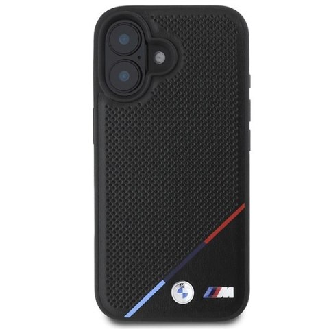 Etui BMW M Perforated Tricolor Line MagSafe na iPhone 16 Plus - czarne