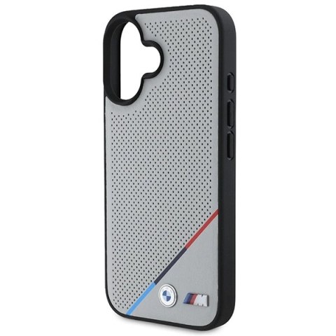 Etui BMW M Perforated Tricolor Line MagSafe na iPhone 16 - szare
