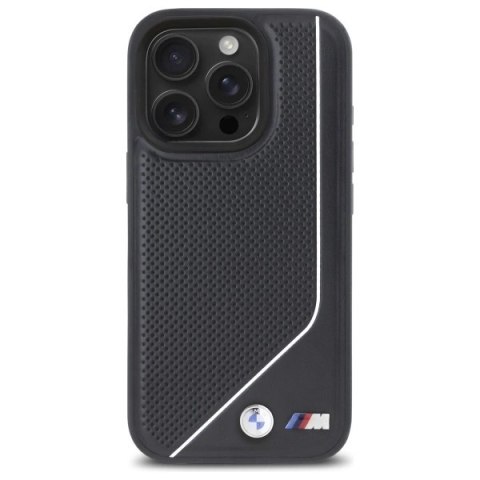 Etui BMW M Perforated Twisted Line MagSafe na iPhone 16 Pro - czarne