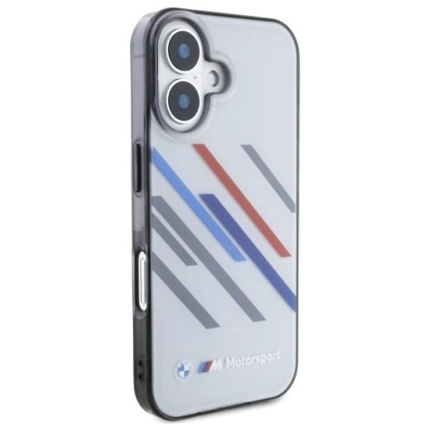 Etui BMW Motosport IML Random Stripes na iPhone 16 Plus - szare