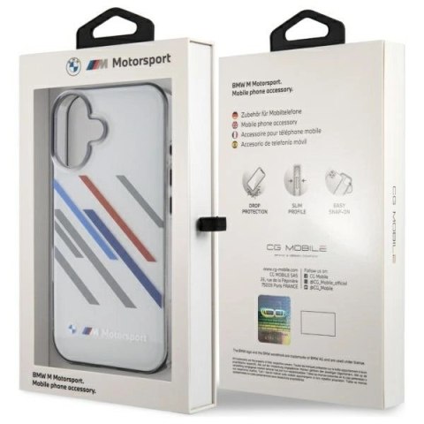 Etui BMW Motosport IML Random Stripes na iPhone 16 Plus - szare