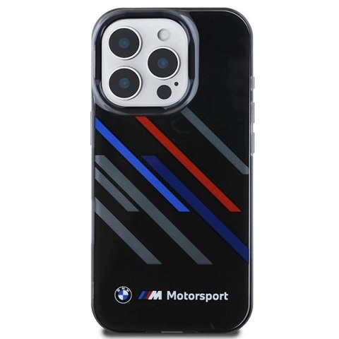 Etui BMW Motosport IML Random Stripes na iPhone 16 Pro Max - czarne Etui BMW Motosport IML Random Stripes na iPhone 16 Pro Max - czarne