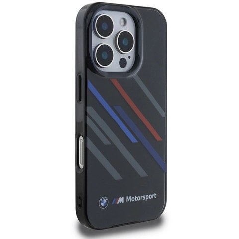 Etui BMW Motosport IML Random Stripes na iPhone 16 Pro Max - czarne Etui BMW Motosport IML Random Stripes na iPhone 16 Pro Max - czarne
