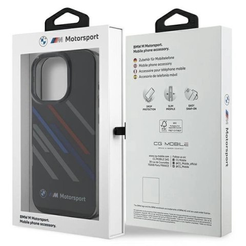 Etui BMW Motosport IML Random Stripes na iPhone 16 Pro Max - czarne Etui BMW Motosport IML Random Stripes na iPhone 16 Pro Max - czarne