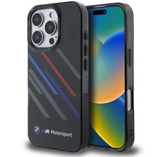Etui BMW Motosport IML Random Stripes na iPhone 16 Pro - czarne