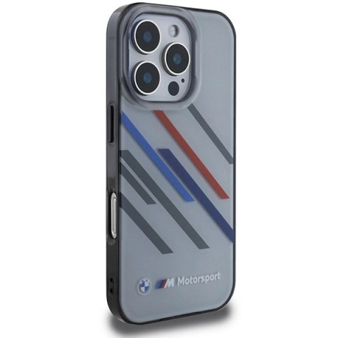 Etui BMW Motosport IML Random Stripes na iPhone 16 Pro - szare