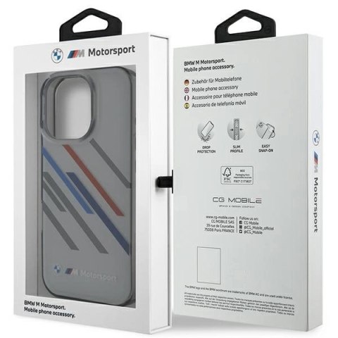 Etui BMW Motosport IML Random Stripes na iPhone 16 Pro - szare