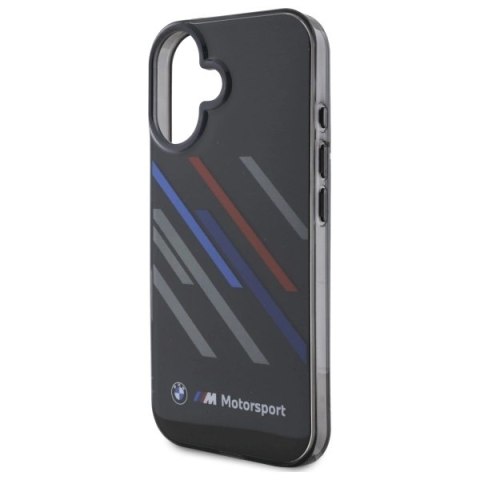 Etui BMW Motosport IML Random Stripes na iPhone 16 - czarne Etui BMW Motosport IML Random Stripes na iPhone 16 - czarne