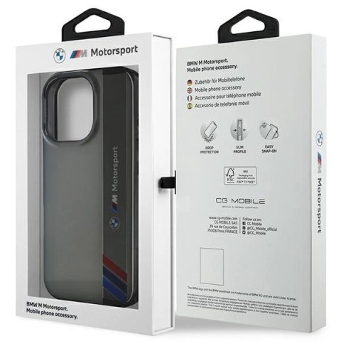 Etui BMW Motosport IML Vertical Stripe na iPhone 16 Pro - szare