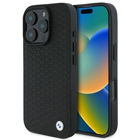 Etui BMW Signature Leather Diamond Metal Logo MagSafe na iPhone 16 Pro Max - czarne Etui BMW Signature Leather Diamond Metal Logo MagSafe na iPhone 16 Pro Max - czarne