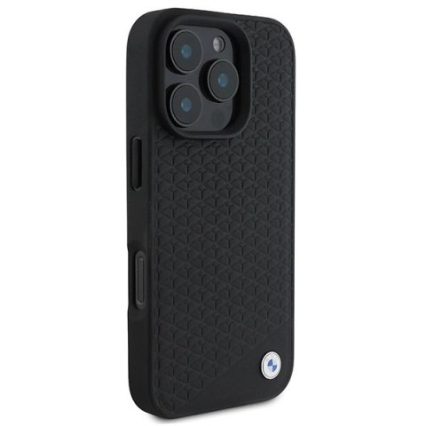 Etui BMW Signature Leather Diamond Metal Logo MagSafe na iPhone 16 Pro Max - czarne Etui BMW Signature Leather Diamond Metal Logo MagSafe na iPhone 16 Pro Max - czarne
