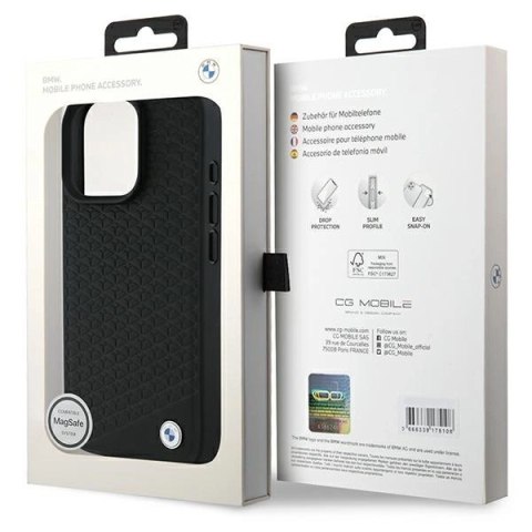 Etui BMW Signature Leather Diamond Metal Logo MagSafe na iPhone 16 Pro Max - czarne Etui BMW Signature Leather Diamond Metal Logo MagSafe na iPhone 16 Pro Max - czarne