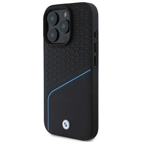 Etui BMW Signature Leather Textured & Line MagSafe na iPhone 16 Pro - czarne Etui BMW Signature Leather Textured & Line MagSafe na iPhone 16 Pro - czarne