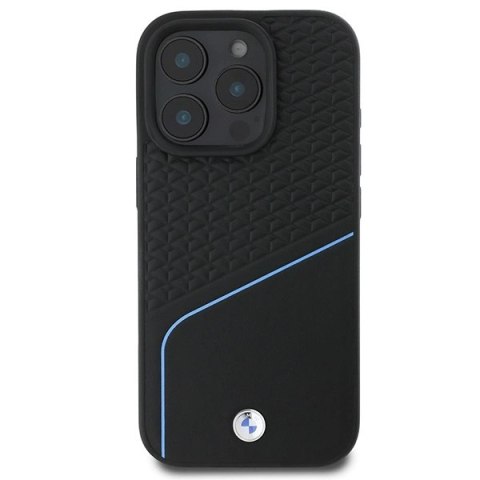 Etui BMW Signature Leather Textured & Line MagSafe na iPhone 16 Pro - czarne Etui BMW Signature Leather Textured & Line MagSafe na iPhone 16 Pro - czarne