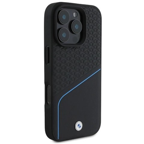 Etui BMW Signature Leather Textured & Line MagSafe na iPhone 16 Pro - czarne Etui BMW Signature Leather Textured & Line MagSafe na iPhone 16 Pro - czarne