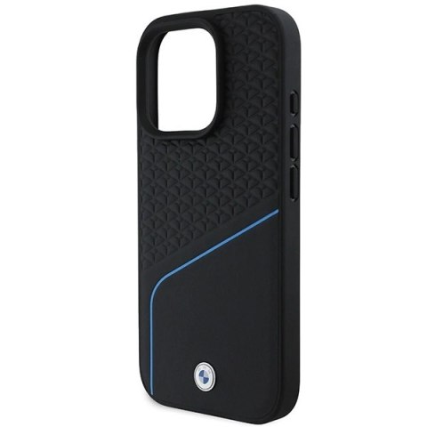 Etui BMW Signature Leather Textured & Line MagSafe na iPhone 16 Pro - czarne Etui BMW Signature Leather Textured & Line MagSafe na iPhone 16 Pro - czarne