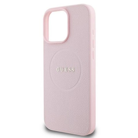 Etui Guess Grained Ring MagSafe na iPhone 16 Pro - różowe
