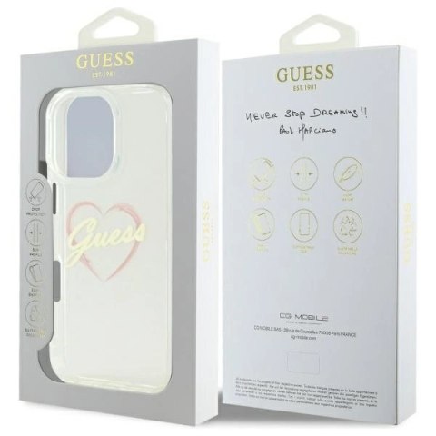 Etui Guess IML Heart na iPhone 16 Pro Max - przezroczyste