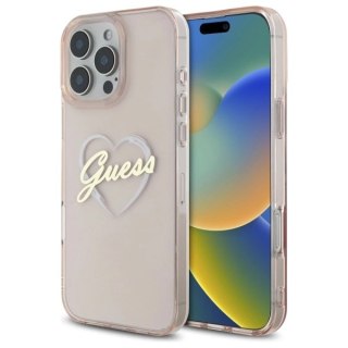 Etui Guess IML Heart na iPhone 16 Pro Max - różowe