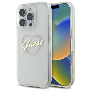 Etui Guess IML Heart na iPhone 16 Pro - przezroczyste