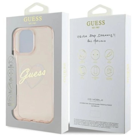 Etui Guess IML Heart na iPhone 16 Pro - różowe