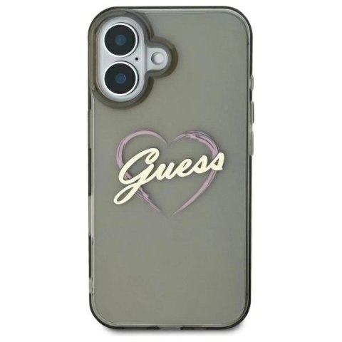 Etui Guess IML Heart na iPhone 16 - czarne
