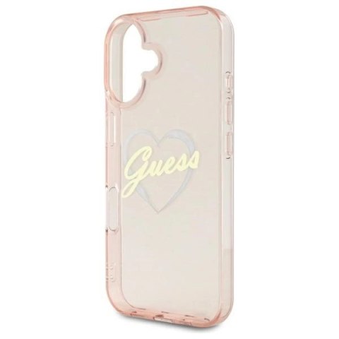 Etui Guess IML Heart na iPhone 16 - różowe