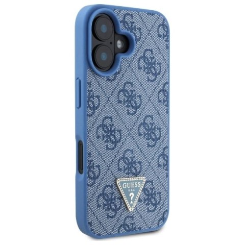 Etui Guess Leather Metal Logo Strass Crossbody na iPhone 16 - niebieskie