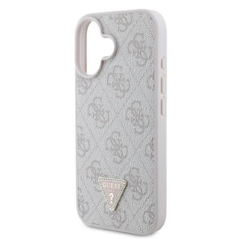 Etui Guess Leather Metal Logo Strass Crossbody na iPhone 16 - różowe