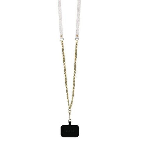 Etui Guess Leather Metal Logo Strass Crossbody na iPhone 16 - różowe