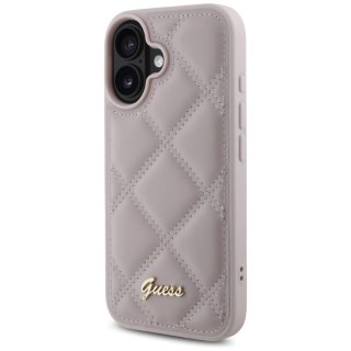 Etui Guess Quilted Metal Logo na iPhone 16 - różowe
