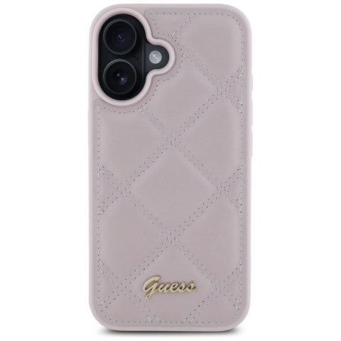 Etui Guess Quilted Metal Logo na iPhone 16 - różowe