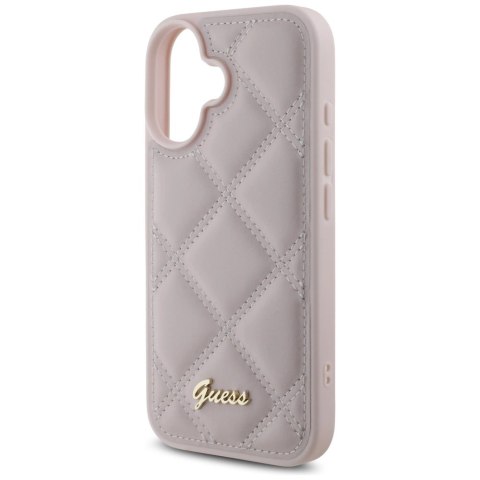 Etui Guess Quilted Metal Logo na iPhone 16 - różowe