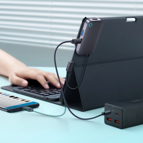 Uniwersalny HUB USB do tabletu / smartfona 4w1 USB-C Baseus PadJoy - ciemnoszary Uniwersalny HUB USB do tabletu / smartfona 4w1 USB-C Baseus PadJoy - ciemnoszary
