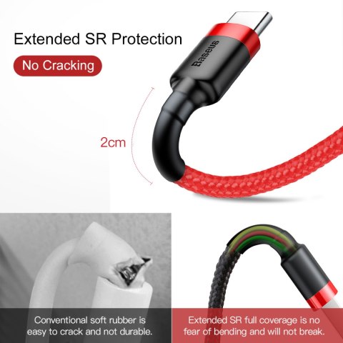 Baseus kabel Cafule USB - USB-C 0,5 m 3A czerwony Baseus kabel Cafule USB - USB-C 0,5 m 3A czerwony