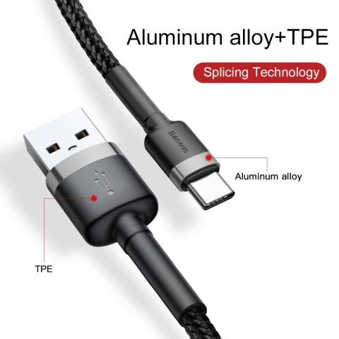 Baseus kabel Cafule USB - USB-C 0,5 m 3A szaro-czarny Baseus kabel Cafule USB - USB-C 0,5 m 3A szaro-czarny