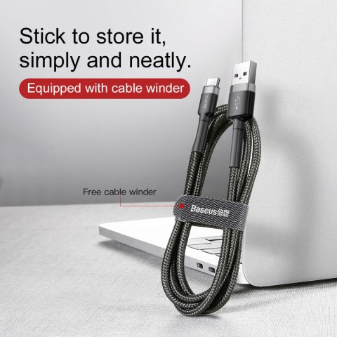 Baseus kabel Cafule USB - USB-C 0,5 m 3A szaro-czarny Baseus kabel Cafule USB - USB-C 0,5 m 3A szaro-czarny
